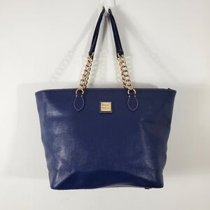Dooney & Bourke Blue Grain Leather Shoulder Tote Bag